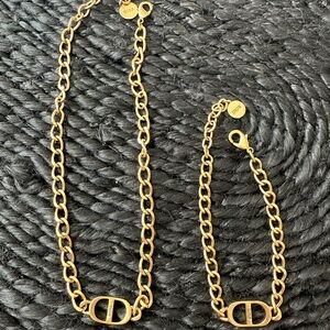 Dior Vintage Chain Necklace and Bracelet Set